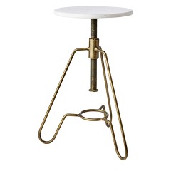 BRASS STOOL WITH MARBLE TOP    - CHAIRS, STOOLS